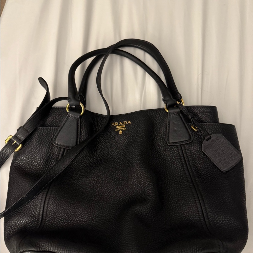 Prada Black Pebbled Leather Handbag
